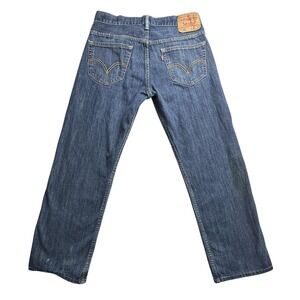 Levis 569 Jeans Mens 31x27 Blue Loose Straight Fit Denim Distressed Repair
